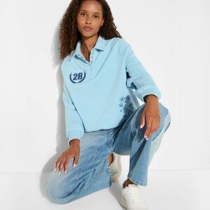 Zoe+Liv - Women's NYC Button-Front Graphic Pullover Sweatshi Blue